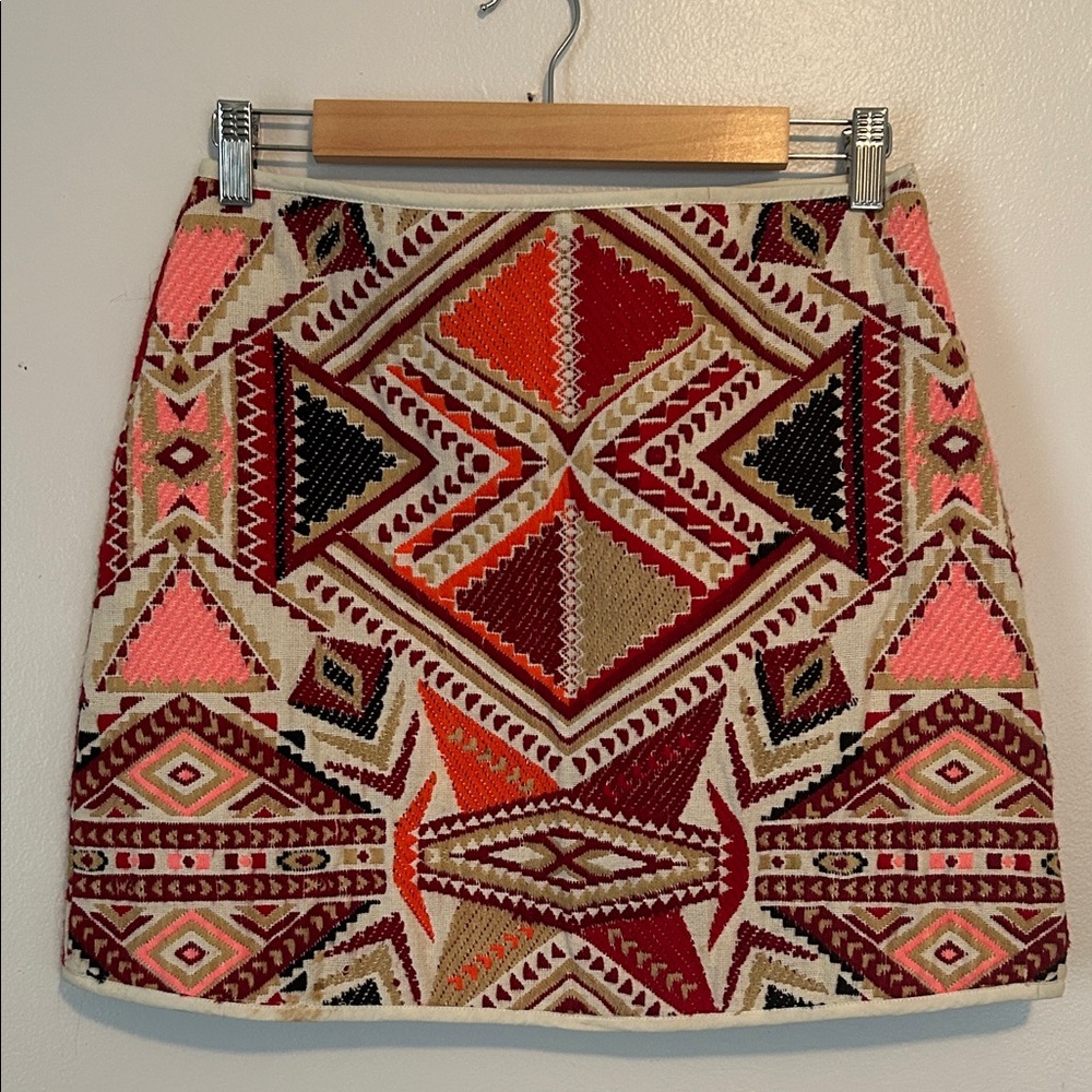 Topshop, Geometric Patterned Skirt - Multicolor